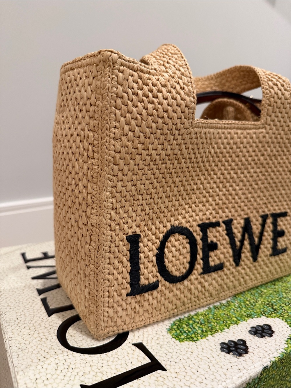 Small Loewe Natural Woven Tote with Black Logo - Picture 2 of 11